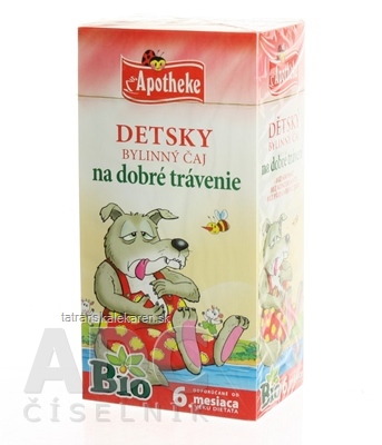 APOTHEKE BIO DETSKÝ BYLINNÝ ČAJ NA DOBRÉ TRÁVENIE nálevové vrecká (od ukončeného 6. mesiaca) 20x1,5 g (30 g)