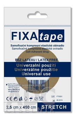 FIXAtape samofixačné elastické ovínadlo STRETCH kompresné, bez latexu 2,5cm x 450cm, 1x1 ks