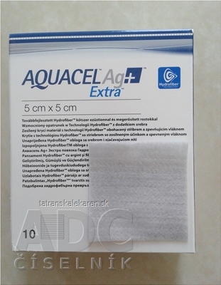 AQUACEL Ag+ Extra krytie na rany so striebrom so zosilneným účinkom, 5x5 cm, 1x10 ks