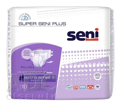 Seni SUPER SENI PLUS extra small 0 plienkové nohavičky (obvod pása 40-60 cm) 1x10 ks