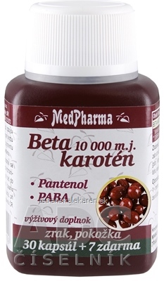 MedPharma BETAKAROTÉN 10 000 m.j.+Pantenol+PABA cps 30+7 zadarmo (37 ks)