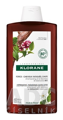 KLORANE SHAMPOOING À LA QUININE & EDELWEISS BIO šampón s chinínom a bio plesnivcom alpským 1x400ml