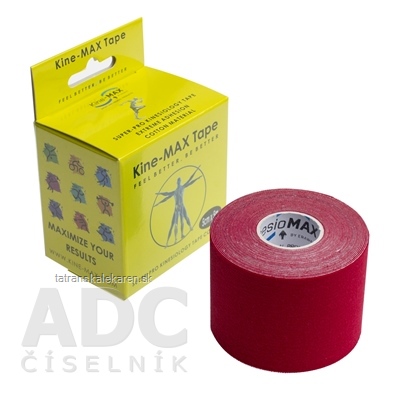 Kine-MAX Super-Pro Cotton Kinesiology Tape červená tejpovacia páska 5cm x 5m, 1x1 ks