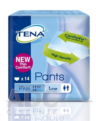 TENA PANTS PLUS LARGE naťahovacie absorpčné nohavičky (inov.2014), savosť 1440 ml, obvod bokov 100-135 cm, 1x14 ks