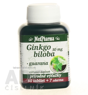 MedPharma GINKGO BILOBA + GUARANA tbl 60+7 zadarmo (67 ks)