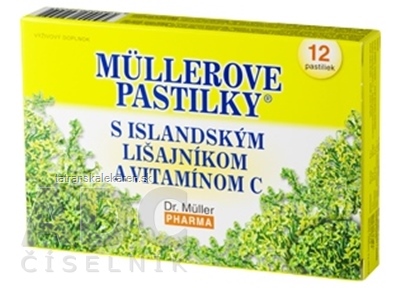 MÜLLEROVE PASTILKY S ISLAND. LIŠAJNÍKOM A VIT. C (na odkašliavanie) 1x12 ks