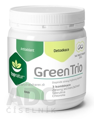 topnatur GREEN TRIO tbl (spirulina, chlorella, zelený jačmeň) 1x540 ks