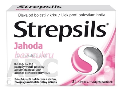 Strepsils Jahoda bez cukru pas ord 0,6 mg/1,2 mg 1x24 ks