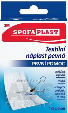 3M SPOFAPLAST č.254 Textilná náplasť pevná rýchloobväz, 6cm x 1m, pás, 1x1 ks