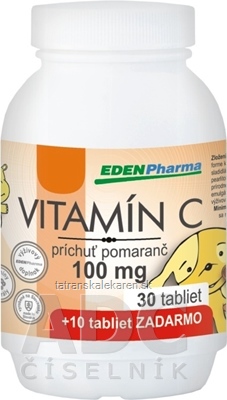 EDENPharma VITAMÍN C 100 mg príchuť pomaranč tbl 30+10 zadarmo (40 ks)